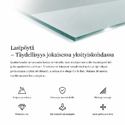 Rektangulær glas bordplade gennemsigtig