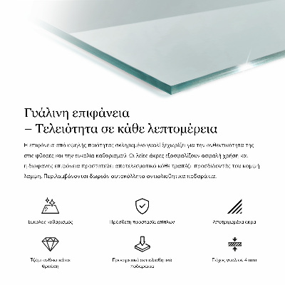 Rektangulær glas bordplade gennemsigtig