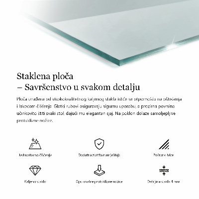 Rektangulær glas bordplade gennemsigtig