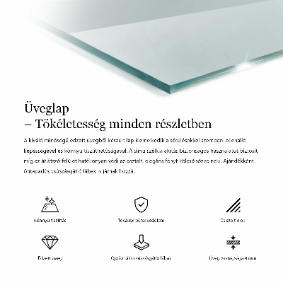 Rektangulær glas bordplade gennemsigtig