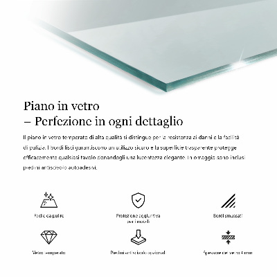 Rektangulær glas bordplade gennemsigtig