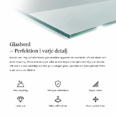 Rektangulær glas bordplade gennemsigtig