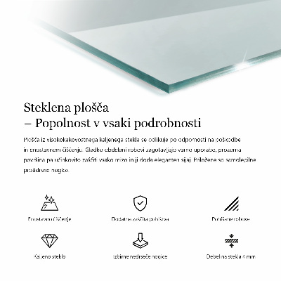 Rektangulær glas bordplade gennemsigtig