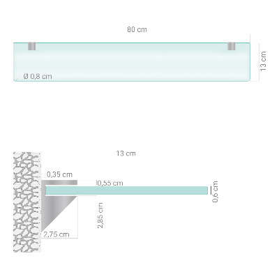 Badeværelseshylde i hærdet glas Halvgennemsigtig