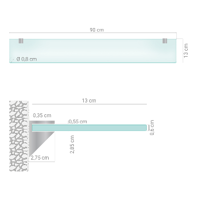 Badeværelseshylde i hærdet glas Halvgennemsigtig