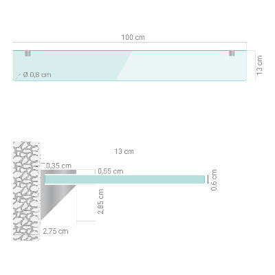 Badeværelseshylde i hærdet glas Halvgennemsigtig