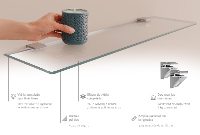 Badeværelseshylde i hærdet glas Halvgennemsigtig