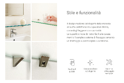 Badeværelseshylde i hærdet glas Halvgennemsigtig