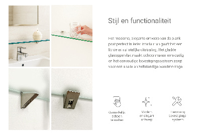 Badeværelseshylde i hærdet glas Halvgennemsigtig