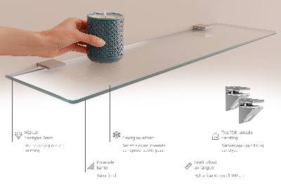 Badeværelseshylde i hærdet glas Halvgennemsigtig