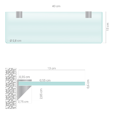 Badeværelseshylde i hærdet glas Halvgennemsigtig