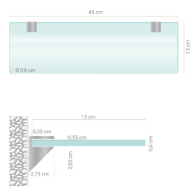 Badeværelseshylde i hærdet glas Halvgennemsigtig