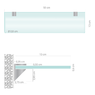Badeværelseshylde i hærdet glas Halvgennemsigtig