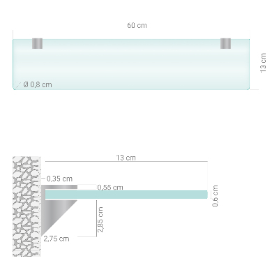 Badeværelseshylde i hærdet glas Halvgennemsigtig