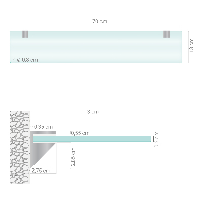 Badeværelseshylde i hærdet glas Halvgennemsigtig