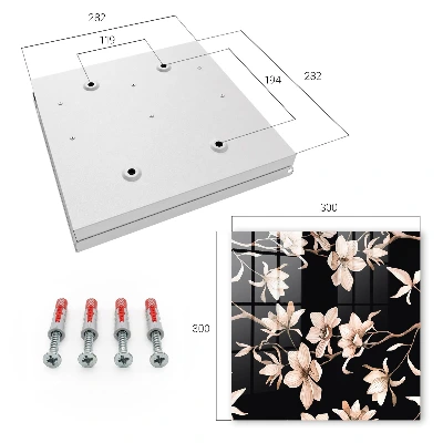 Nøgleskab med motiv af cremefarvede blomster