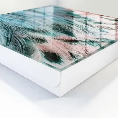 Nøgleskab til hjemmet med motiv af pastelfarvede fjer