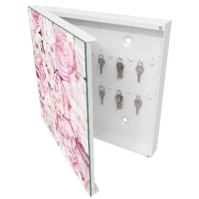 Nøgleskab med motiv af pastelblomster
