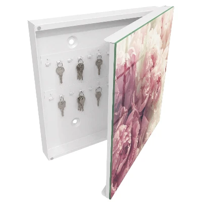 Nøgleskab til hjemmet med pæonblomster-motiv