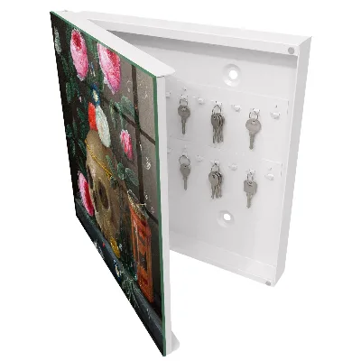 Nøgleboks med motiv af kranie og blomster
