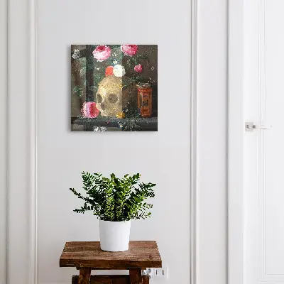 Nøgleboks med motiv af kranie og blomster