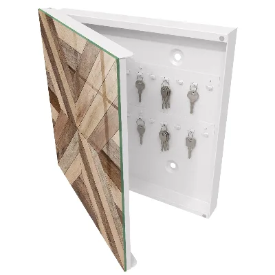 Nøgleskab i træ med geometrisk design