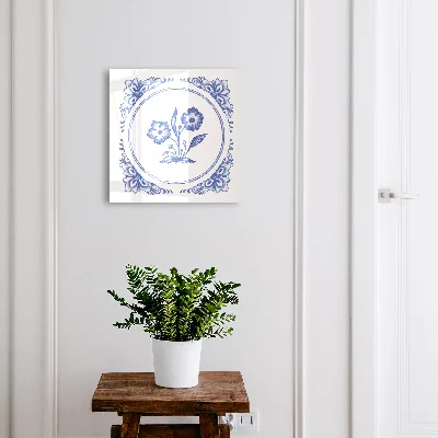 Nøgleskab til hjemmet med motiv af blå blomster