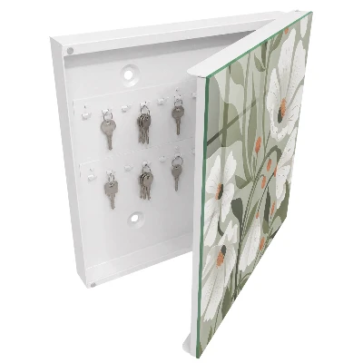 Nøgleskab til hjemmet med beige blomstermotiv