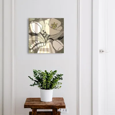 Nøgleskab til hjemmet i beige med blomstermotiv
