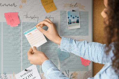 Opslagstavle kork Planner med blomster