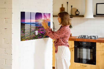 Magnet opslagstavle glas Solopgang blomster