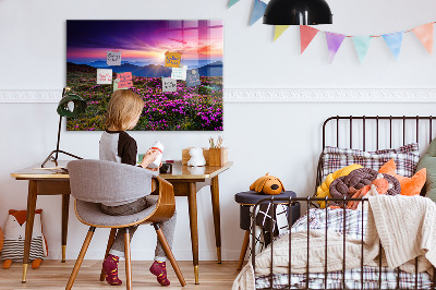 Magnet opslagstavle glas Solopgang blomster