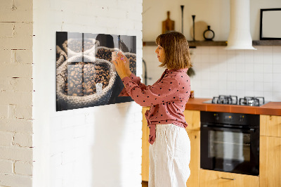 Glas magnet tavle Sække med kaffe