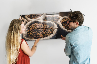 Glas magnet tavle Sække med kaffe