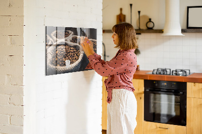 Glas magnet tavle Sække med kaffe