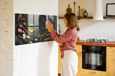 Glas magnet tavle Krydderier på køkkenbordet