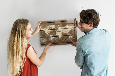 Magnetplade Verdenskort af planker