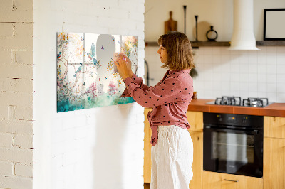 Magnetisk opslagstavle Blomster fugle natur