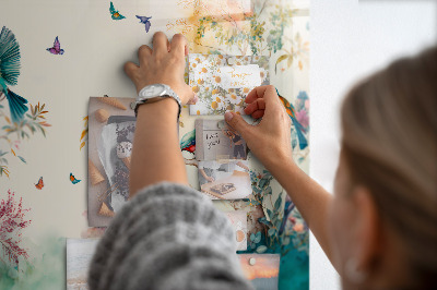 Magnetisk opslagstavle Blomster fugle natur