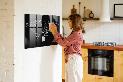 Magnet opslagstavle glas Moderne verdenskort