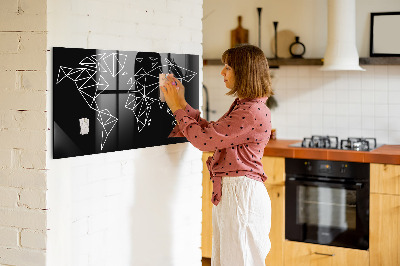 Magnet opslagstavle glas Moderne verdenskort