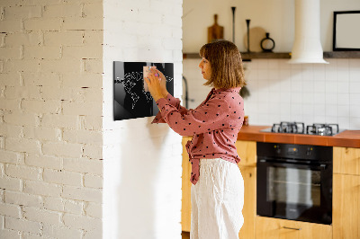 Magnet opslagstavle glas Moderne verdenskort