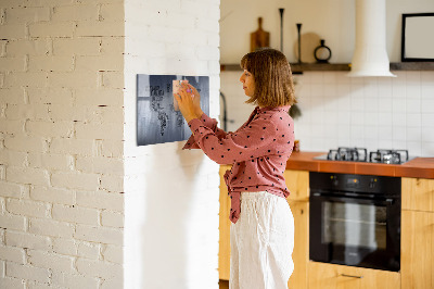 Opslagstavle magnet Verdenskort fra inskriptioner