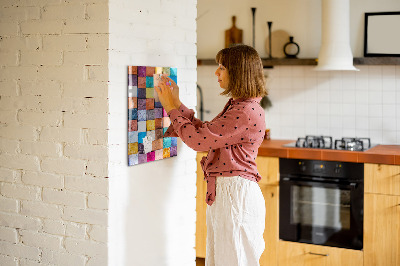 Glas magnet tavle Farverige træterninger