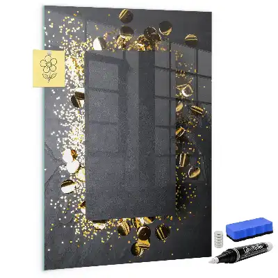 Magnetisk tavle med guldkonfetti og pen