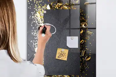 Magnetisk tavle med guldkonfetti og pen