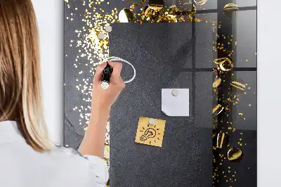 Magnetisk tavle med guldkonfetti og pen