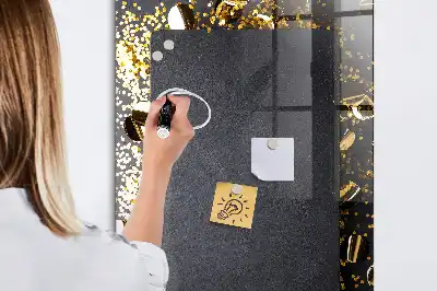 Magnetisk tavle med guldkonfetti og pen