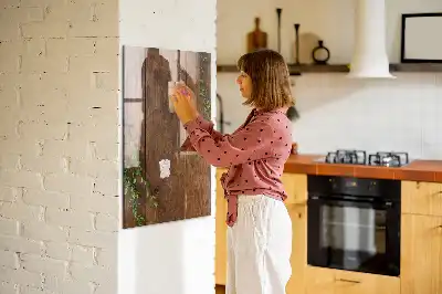 Magnetisk tavle med pen i rustikt træ
