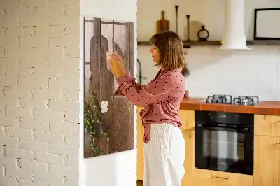 Magnetisk tavle med pen i rustikt træ